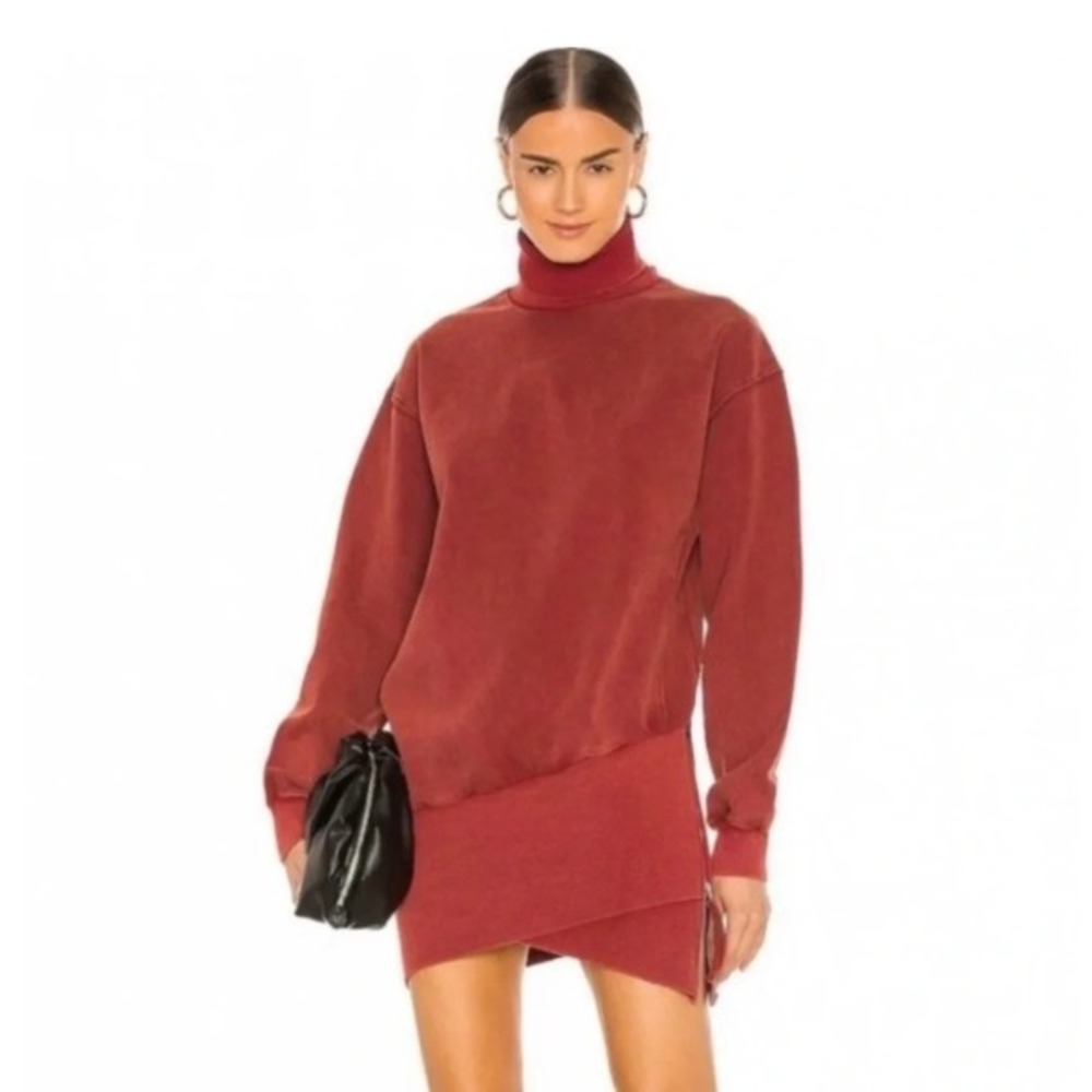 Young Fabulous & Broke NWT Burgundy Turtleneck Asymmetrical Sweatshirt Dress Sm